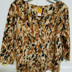 NWOT Ruby Rd. SZ L Safari Print Top